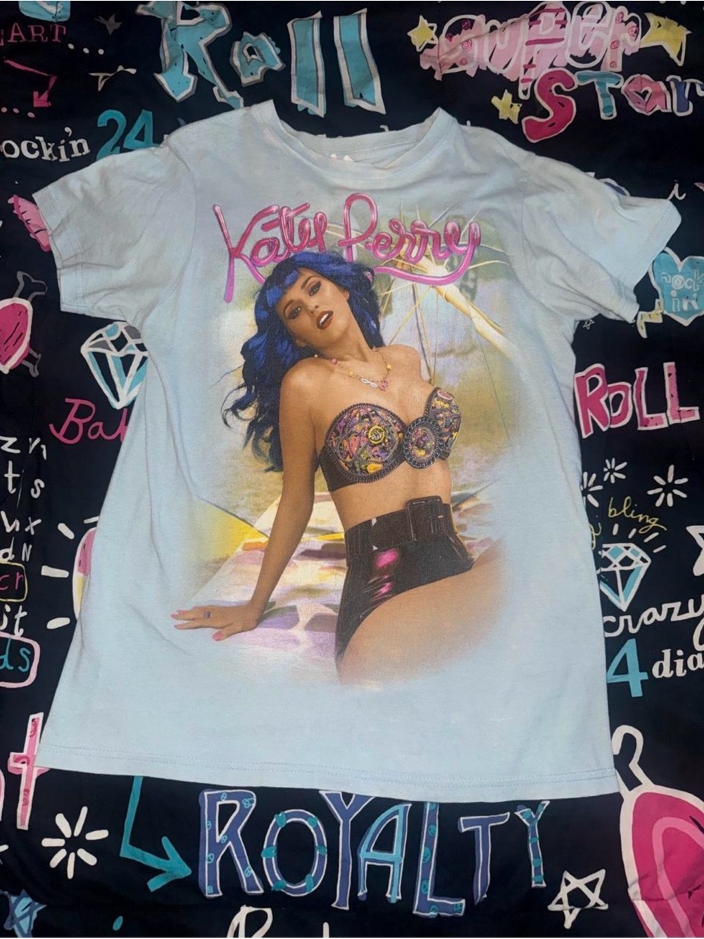 Katy Perry Collections Light Blue Graphic Tee